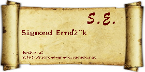 Sigmond Ernák névjegykártya